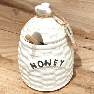 New with tag white‎ n black  ceramic Honey Pot 🐝